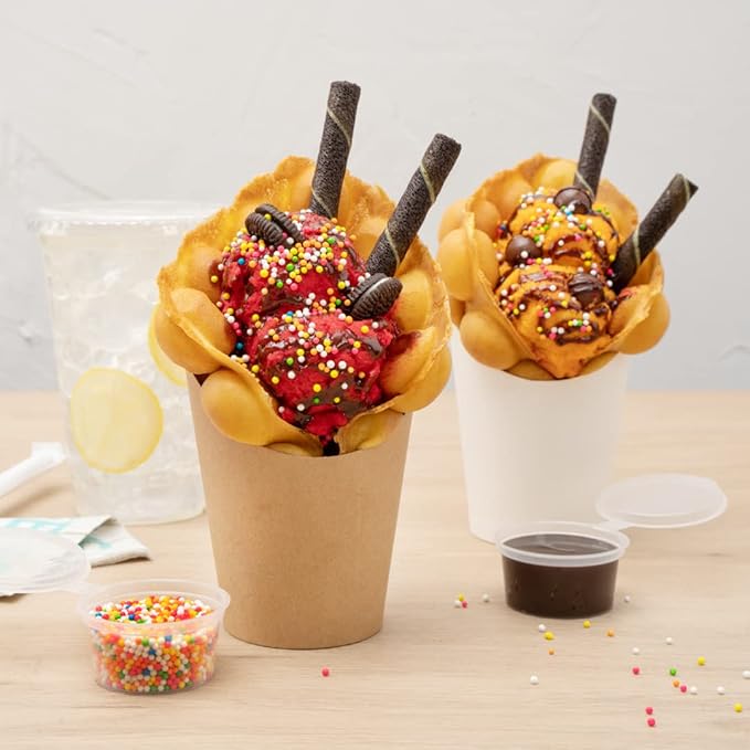 Restaurantware Bio Tek 12 Ounce French Fry Containers 100 Disposable Charcuterie Cups - Incline Design Round Kraft Paper French Fry Cups Stackable For Waffles Chips or Popcorn