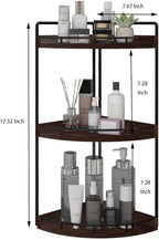 Dorhors 3-Tier Corner Bathroom Organizer Countertop for Storage,Vanity Tray,Wood Counter Organizer for Kitchen,Bathroom,Dresser (Walnut)