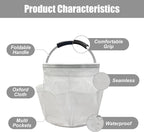 Qivine 17L Cleaning Caddy with Handle, Cleaning Supply Caddy, Foldable Tool Bag Cleaning Products Organizer, Portable Cleaning Bucket Caddy for Cleaning Supplies (Clear)