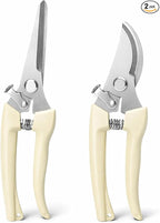 Pruning Shears,Ahoooot 2Pcs Pruning Shears for Gardening,Professional Garden Shears for Flowers, Bonsai and Fruits Picking (1pc Straight & 1pc Curved)