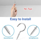 Screw Hooks, 75PCS Sliver Cup Hooks, Small Screw in Hook for Wood, Metal Srew in Hook for Hanging Mug Key and Garden Lights(6 Sizes)