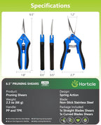 6.5" Garden Scissors Pruning Shears: 2 Pack of Trimming Scissors for Small Plants - High Cutting Efficiency Flower Snips for Gardening