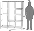Portable Closet Wardrobe,71'' Closet Storage Organizer Rack with Shelves and Cover for Hanging Clothes, Non-Woven Fabric, Quick and Easy to Assembly (Gray)