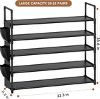 OYREL 5 Tier Shoe Organizer Rack for Closet, Entryway, Garage, Door, Space Saving, Shoe Holder Stand/Tower, Large, 20-25 Capacity