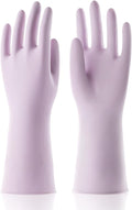 COOLJOB Medium Household Rubber Gloves with Cotton Liner & Non-slip Grip, Waterproof Long Lasting Dishwashing Gloves for Kitchen & Bathroom Cleaning, Purple, 1 Pair
