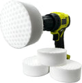 4.5” Drill Powered Magic Sponge Eraser 6 Pieces Kit with Drill Attachment | 25% Thicker Ultra Durable Melamine Cleaning Eraser Pads for Bathroom Kitchen Floors Walls Baseboards Crayon Marker and More