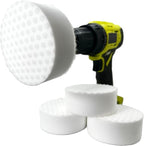 3.5” Drill Powered Magic Sponge Eraser 6 Pieces Kit with Drill Attachment | 25% Thicker Ultra Durable Melamine Cleaning Eraser Pads for Bathroom Kitchen Floors Walls Baseboards Crayon Marker and More