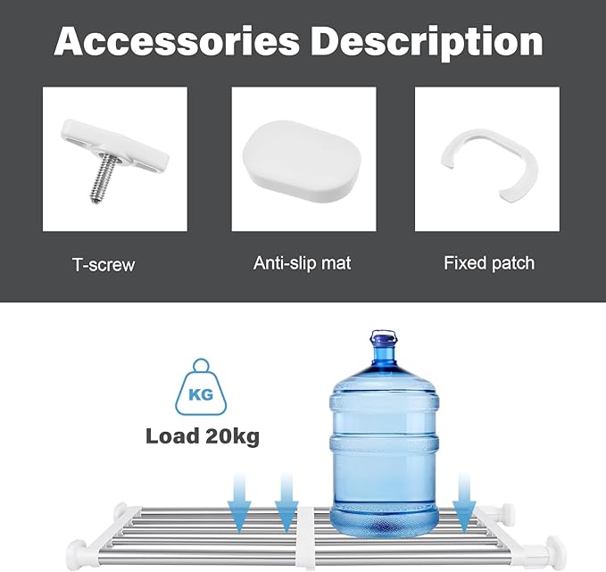 Geetery 4 Pcs Closet Tension Shelf Rod Metal Expandable Shelf Organizer Adjustable Closet Shelves Rack DIY Dividers Separators for Cabinet Storage Locker Clothes(16.54–23.62 Inch)