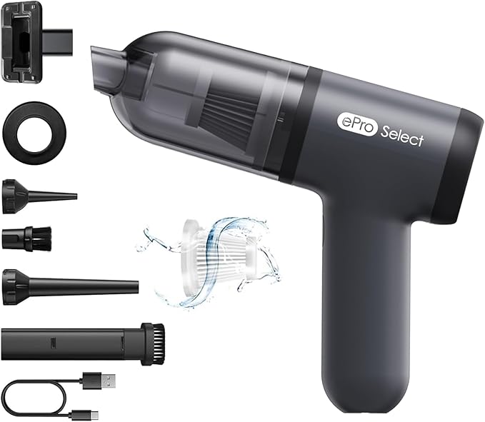 Apical Life Handheld Vacuum Cordless, 12000Pa 75W Mini Vacuum with Blower Function, 24 Mins Runtime, 0.14L Dust Bin, Compact Design with Multi-Accessories for Stairs, Car and Home