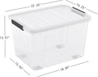 70 Quart Large Storage Bin with Wheels, Clear Plastic Storage Bins with Lids, 4-Pack