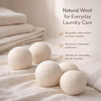 XL Wool Dryer Balls 6 Pack, 3 Inch, 100% New Zealand Wool, Reusable Natural Fabric Softener for Towels, Bedding and Larger Loads, Helps Reduce Drying Time, Wrinkles and Static Cling