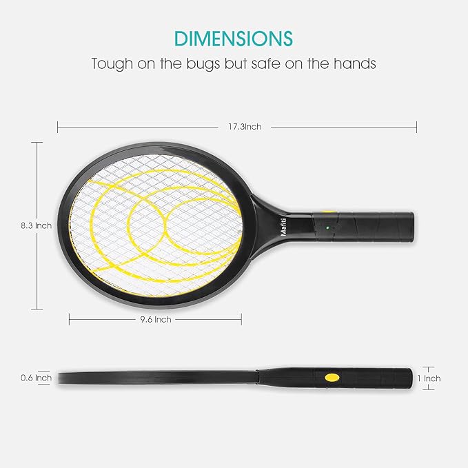 mafiti Fly Swatter Electric, Battery Powered Fly Killer Mosquito Zapper Bug Zapper Racket for Indoor Outdoor (2 Pack)