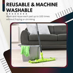 Green Direct Washable Microfiber Mop Head (6 Pack) - Microfiber Replacement Mop Pads 16 x 5.5 Inches for Cleaning of Wet or Dry Floors - Professional Home/Office Cleaning Supplies, Green