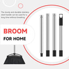 Heavy Duty Broom, 54-inch Adjustable Long Handle Angle Brooms Large Brooms for Sweeping Indoor and Outdoor Commercial Broom for Home Kitchen Patio Garage Porch Courtyard Classroom, Black