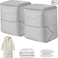 2Pcs Super Space Saving Self Compression Organizer, Quilt Storage Bags, Self Compression Storages Bags, Storage Bags for Quilts, Sweaters, Blankets (grey)
