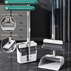 3 in 1 Broom and Dustpan Set with Adjustable Push Broom with 48.8“ Long Handle for Floor Sweeping Outdoor Indoor Sweeping Combo for Home & Kitchen (Green)