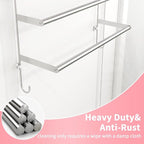 Over The Door Towel Rack,Towel Rack with Hooks for Door Hanging, Door Towel Bar, Over Door Towel Racks for Bathroom (Brush Nickel)