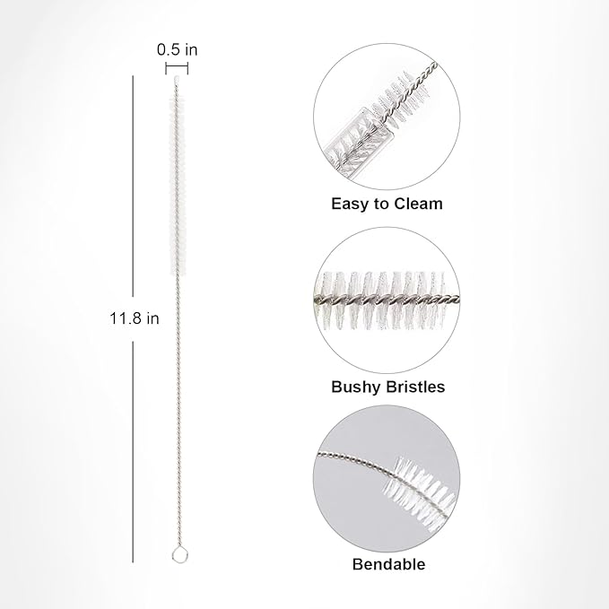 Straw Cleaner Brush for Stanley, 10Pcs Extra Long Straw Cleaning Brush for 40oz 30oz 20oz 14oz Stanley Mug and Cleaning More Glass, Stainless,Bottle and Silicone Straw