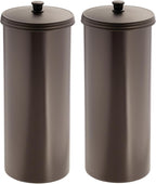 iDesign Freestanding Bathroom Toilet Paper Storage Holder with Lid for 3 Extra Rolls, 2-Pack, Bronze