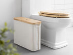 StorageWorks Toilet Paper Storage with Bamboo Lid, Toilet Paper Holder Basket for Up to 9 Mega or 12 Regular Size Rolls, Medium Paper Storage Baskets for Bathroom, Beige, 1 Pack
