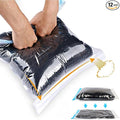 ALMING Compression Bags - Travel Essentials - 12 Pack Space Saver Bags - No Vacuum Pump Or Air Extractor is Needed - Storage Accessorie and Home Packing Organizers (transparent)