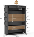 VTRIN Shoe Rack with Cover, 7 Tier Shoe Organizer Storage for 35-40 Pairs Shoes and Boots Large Capacity Tall Shoe Shelf with 8 Pockets Free Standing Shoe Rack for Closet, Entryway, Garage