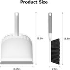 SetSail Small Dustpan and Brush Set, Nesting Snap-On Handheld Broom and Dust Pan with Teeth Portable Broom and Dustpan Set Suitable for Desktop, Pets Care, Sofa, Camping, White