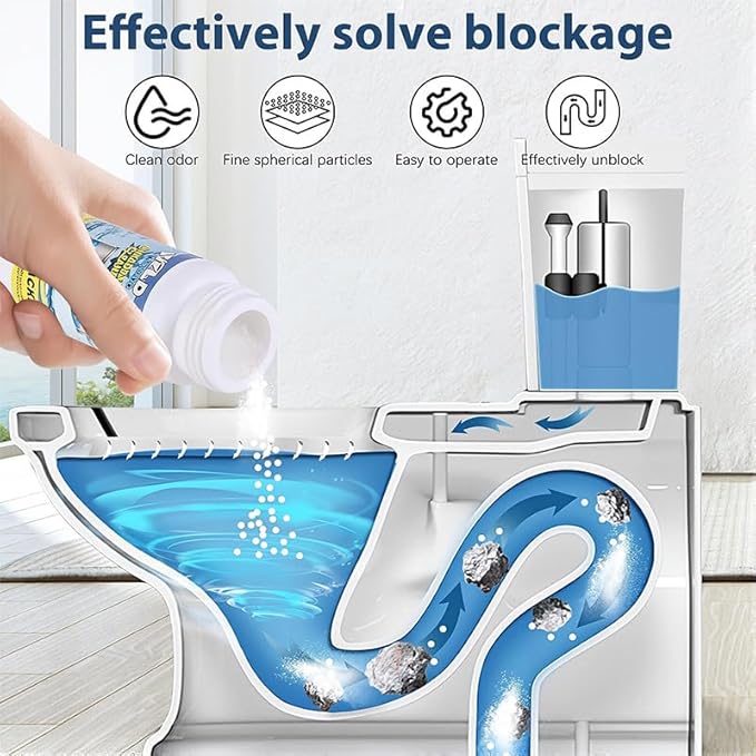 Saker Wild Sink and Drain Cleaner Powder | Rapid-Foam Fast-Acting Pipe Declogger for Kitchen, Bathroom, Toilet, Shower Drain Maintenance (2 PCS (3.88oz*2))