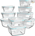 AILTEC Glass Food Storage Containers with Lids, [18 Piece] Glass Meal Prep Containers, Containers for Food Storage with Lids, BPA Free & Leak Proof (9 Lid & 9 Container)