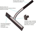 All -Purpose Silicone Shower Squeegee for Shower Glass Door with Hook, Bathroom Accessories for Window Mirror Tile Car Shower Walls,Household Shower Cleaner Tool (Black, 9 inch(1 Hook)