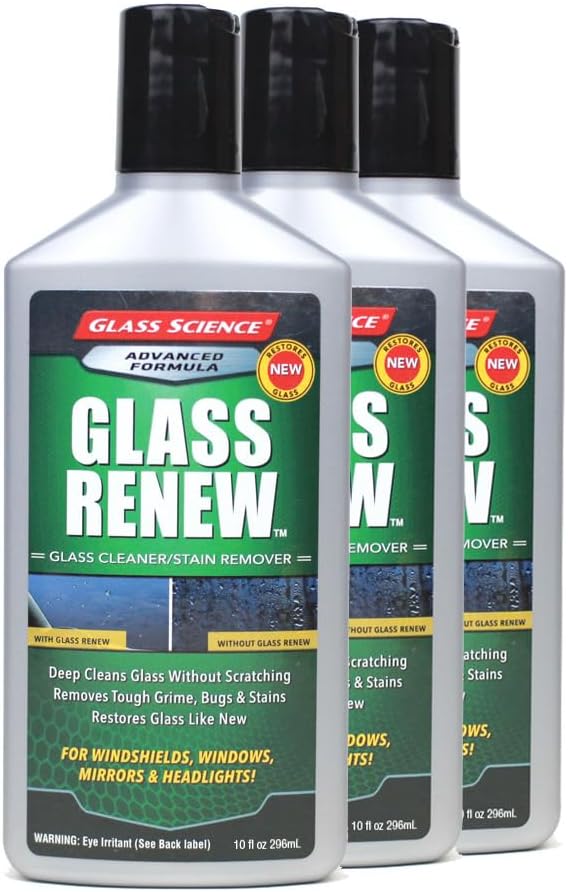 Glass Renew - 10 oz - 3 Pack (Removes Hard Water, Dirt & Debris)