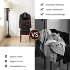 Chair Valet With Drawer Wooden Suit Valet Stand With Contour Hanger Trouser Bar And Top Storage Tray Freestanding Clothes Rack For Men And Women Clothing Organizer For Office Hotel(Dark Brown A)