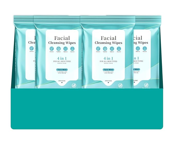 Facial Cleansing Wipes, Tea Tree Oil Extract for Face Cleansing, Salicylic Acid for Acne Treatment, Hydrating Pore Care for Sensitive Skin, Exfoliating & Soothing Double-Sided Cleansing Wipes (28PCS)