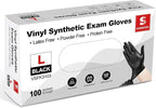 Schneider Vinyl Synthetic Exam Gloves, 4 Mil, Latex Free Disposable Gloves for Medical, Cooking, Cleaning, and Food Prep