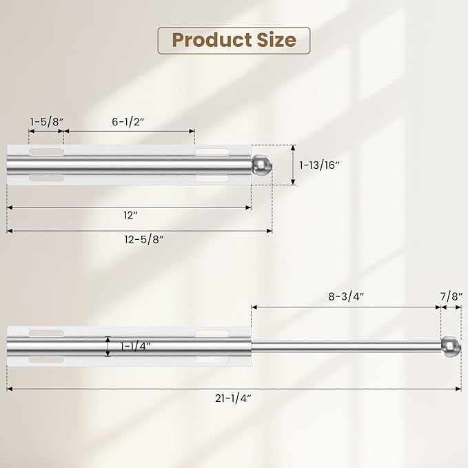 Supforce 2 PACK Valet Rod for Closet Pull Out, Retractable Slide Out Valet Rod Closet Organization, 12" Aluminum Valet Clothing Hanger Rods Perfect for Suits, Freshly Pressed Clothes, White