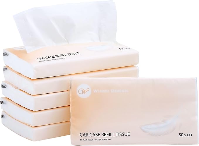 Car Tissue Refills 300 Sheets Facial Tissues Refills for Car Visor Tissue Holder, Travel Tissue Tubes Box Container Perfect Fit for Car Cup Holder