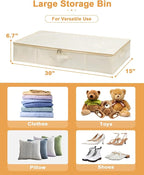 punemi Underbed Wedding Dress Storage Box, Wedding Dress Preservation Keepsake Trunk with Sturdy Zipper and Handles, Large Clothes Storage for Blankets, Pillows, Comforters & Quilts, Beige
