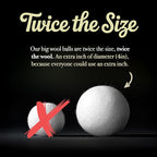 XXL 4in Wool Dryer Balls – Twice The Size of XL | 100% Organic New Zealand Wool | Shorten Drying Time | Reduce Static & Wrinkles Fast (by BigWoolBalls)