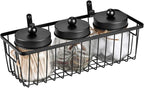 SheeChung Hanging Wall Wire Baskets - Small, 3 Pack - Portable Metal Wall Mount Basket, Farmhouse Rustic Home Food Storage Organizer for Cabinets, Pantry, Closets, Bathroom, Kitchen, Bedroom (Black)