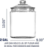 Anchor Hocking Heritage Hill Glass Jar with Lid, 2 Gallon Capacity, with 2 Chalkboard Labels and Chalk