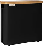 StorageWorks Large Toilet Paper Storage with Bamboo Lid, Toilet Paper Holder Basket for Up to 12 Mega or 16 Regular Size Rolls, Paper Storage Baskets for Bathroom, Black, 1 Pack
