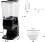 Cereal Dispenser Countertop Black 2 Pack, Dry Food Dispenser with Bowls Spoons Cutlery Box, 3.2L Cereal Containers Storage Food Dispenser, for Pantry Kitchen Organization Oatmeal Nut Granola