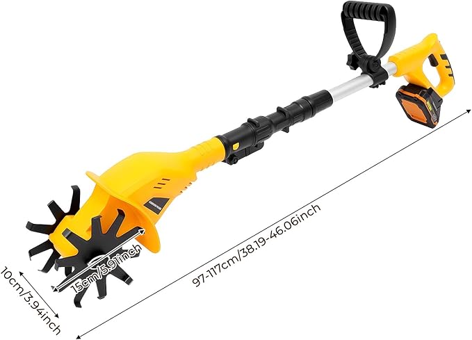 20V Cordless Tiller Cultivator,250RPM Handheld Electric Garden Tilling Tool with Extendable Pole, Mini Portable Rechargeable Battery Powered Tiller Rototillers for Gardening Farm Soil Cultivation
