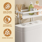 PowerKing Over The Toilet Storage Shelf, Bathroom Organizer Rack with 2 Hooks, No-Drill, Rust-Resistant Steel, Toilet Paper Holder for Restroom Bathroom, White