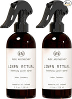 Muse Apothecary Linen Ritual - Aromatic, Soothing, and Relaxing Linen Mist, Laundry and Fabric Spray - Infused with Aromatherapy Essential Oils - 4 oz, Amber Cashmere, 2 Pack