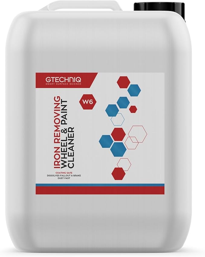 Gtechniq W6 Iron Removing Wheel & Paint Cleaner for Cars, Brake Dust Remover, Degreaser and Alloy Wheel Cleaner for Wheels, Rims and Paintwork, Safe on Coating - 5L