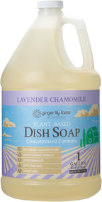 Ginger Lily Farms Botanicals Plant-Based Liquid Dish Soap, Concentrated Formula with Max Grease Cleaning Power, Cruelty-Free, Lavender Chamomile Scent, 1 Gallon (Pack of 4)