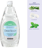 Ginger Lily Farms Botanicals Plant-Based Liquid Dish Soap, Concentrated Formula with Max Grease Cleaning Power, Cruelty-Free, Basil Scent, 24 Fl Oz (Pack of 8)