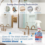 Invisible Shield Protective Glass Shower Coating for Showers, Mirrors, Windows, Tile to Repel Soap Scum and Hard Water Minerals for Easier Cleaning (2 Pack) 16 oz