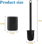 Silicone Toilet Brush and Holder Bendable Efficient Cleaning Wall Mounted Toilet Bowl Brush with Long Handle Brush Head and Silicone Bristles No Rusty Handles Problem (Black)